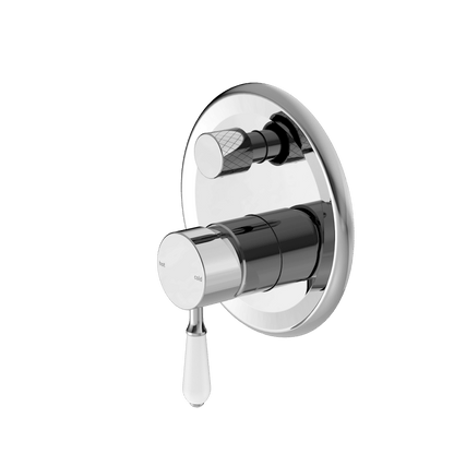 York Shower Mixer With Divertor With White Porcelain Lever