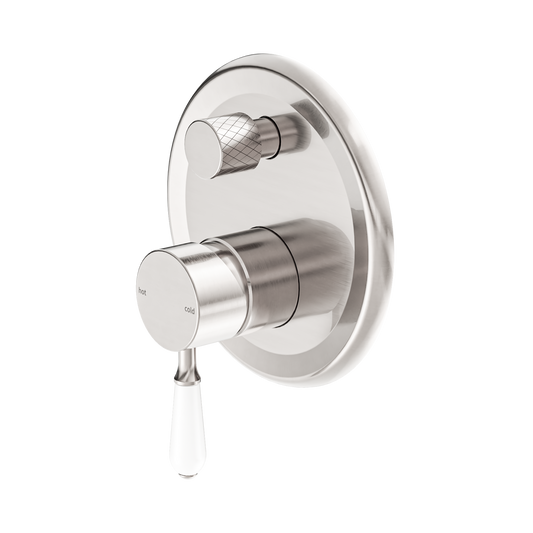 York Shower Mixer With Diverter With White Porcelain Lever