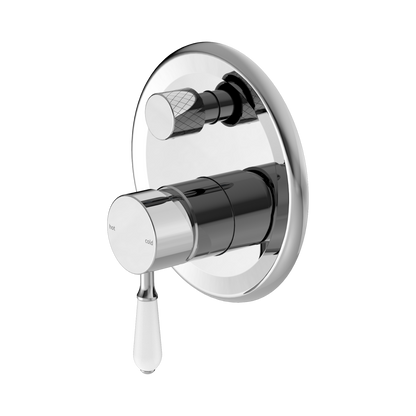 York Shower Mixer With Diverter With White Porcelain Lever Chrome