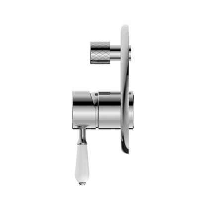 York Shower Mixer With Diverter With White Porcelain Lever Chrome