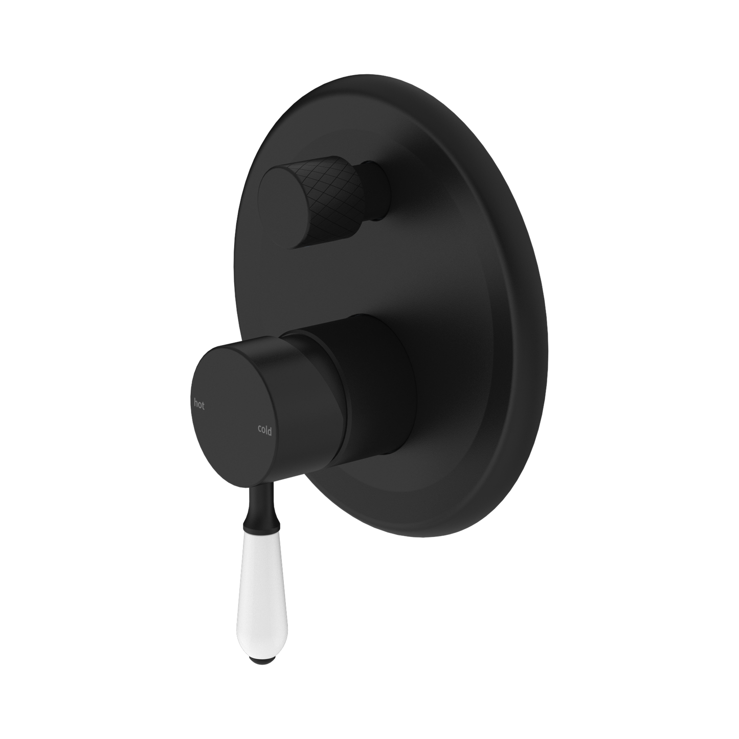 York Shower Mixer With Diverter With White Porcelain Lever Matte Black
