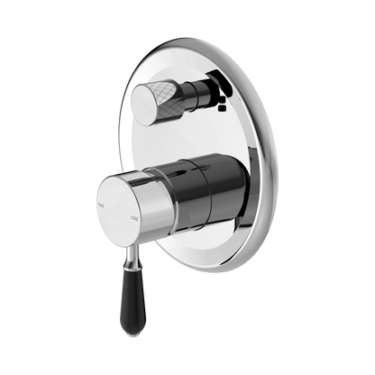 York Shower Mixer With Diverter With Black Porcelain Lever Chrome