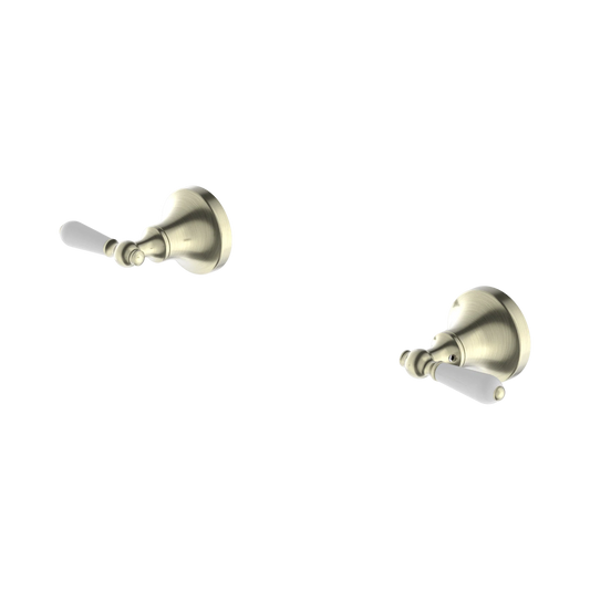 York Wall Top Assemblies With White Porcelain Lever Aged Brass
