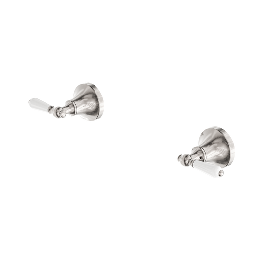 York Wall Top Assemblies With White Porcelain Lever Brushed Nickel