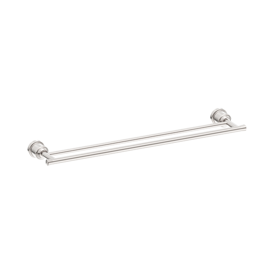 York Double Towel Rail 600mm Brushed Nickel