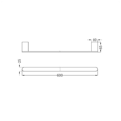 Bianca Single Towel Rail 600MM