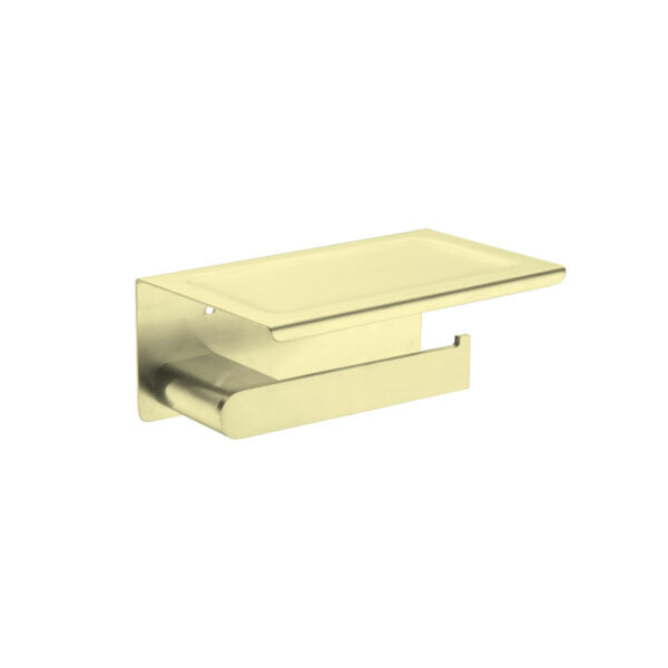 Nero Bianca Toilet Roll Holder with Shelf Brushed  / NR9086aBG