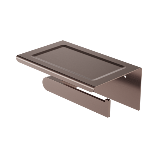 Bianca Toilet Roll Holder With Phone Holder Brushed Bronze