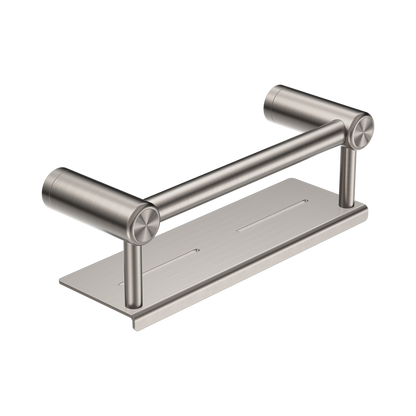 Mecca Care 25mm Grab Rail With Shelf 300mm Brushed Nickel