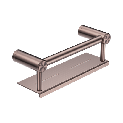 Mecca Care 25mm Grab Rail With Shelf 300mm Brushed Bronze