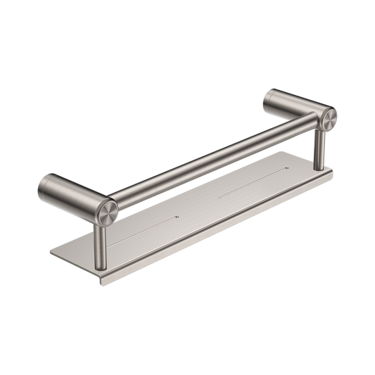 Mecca Care 25mm Grab Rail With Shelf 450mm Brushed Nickel