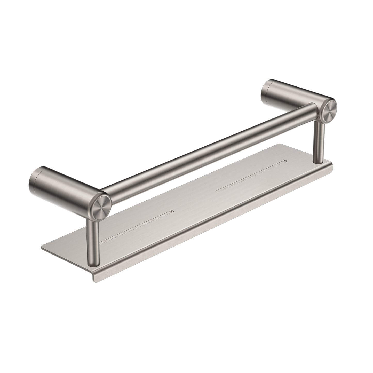 Nero Mecca Care 25mm Grab Rail With Shelf 450mm Brushed Nickel