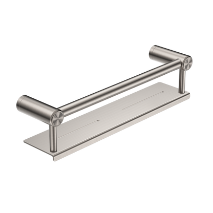 Nero Mecca Care 25mm Grab Rail With Shelf 450mm Brushed Nickel