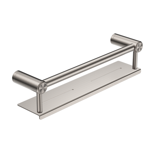 Nero Mecca Care 25mm Grab Rail With Shelf 450mm Brushed Nickel