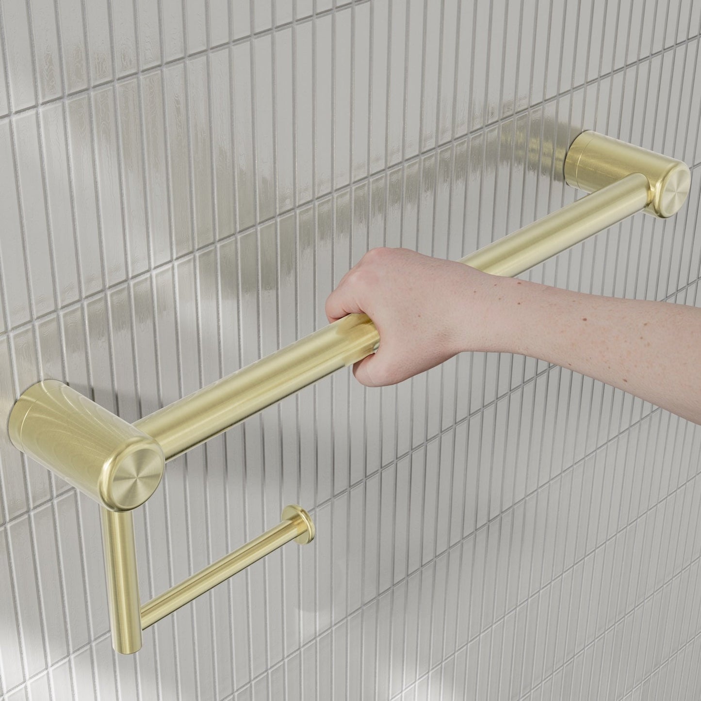 Nero Mecca Care 25mm Toilet Roll Rail 450mm Brushed Gold