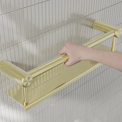 Nero Mecca Care 25mm Grab Rail With Shelf 450mm Brushed