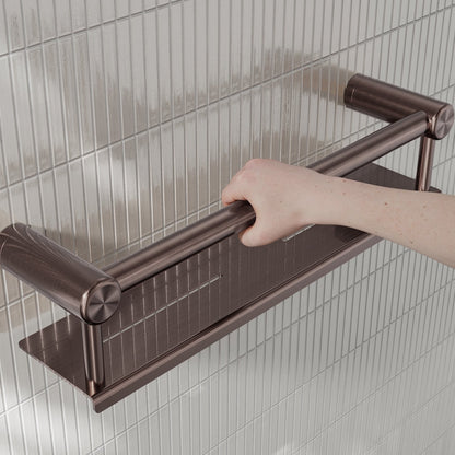 Nero Mecca Care 25mm Grab Rail With Shelf 450mm Brushed Bronze