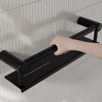 Nero Mecca Care 25mm Grab Rail With Shelf 450mm Matte Black