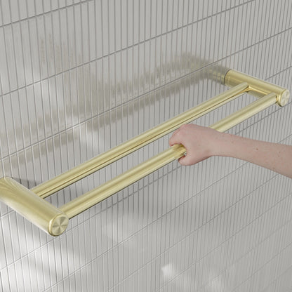Nero Mecca Care 25mm Double Towel Grab Rail 600mm Brushed Gold