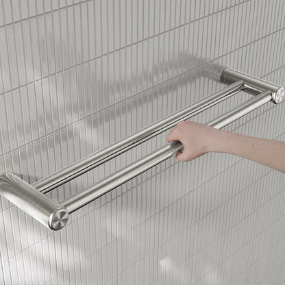 Nero Mecca Care 25mm Double Towel Grab Rail 600mm Brushed Nickel