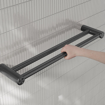 Nero Mecca Care 25mm Double Towel Grab Rail 600mm Gun Metal