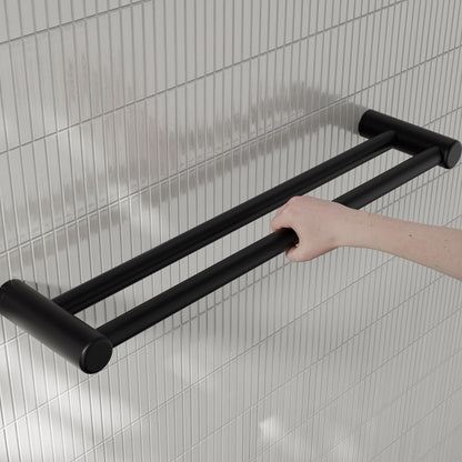 Nero Mecca Care 25mm Double Towel Grab Rail 600mm Matte Black