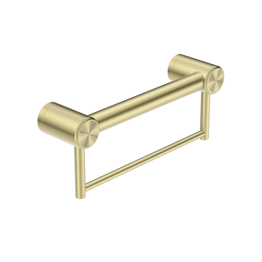 Nero Mecca Care 32mm Grab Rail With Towel Holder 300mm Brushed Gold