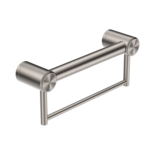 Mecca Care 32mm Grab Rail With Towel Holder 300mm Brushed Nickel