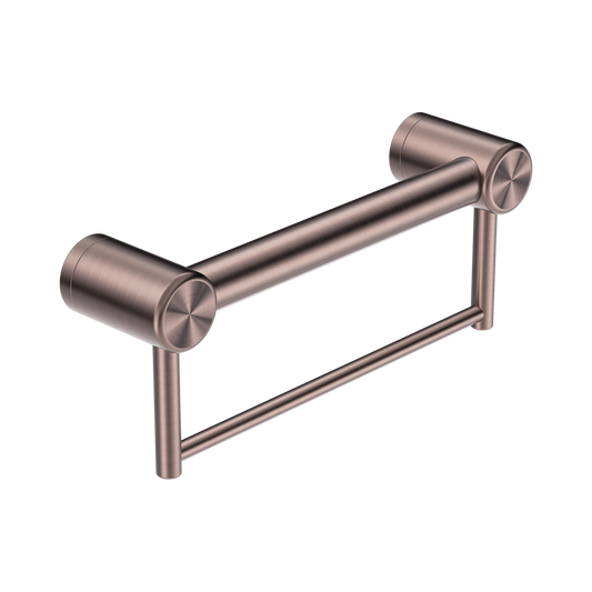 Mecca Care 32mm Grab Rail With Towel Holder 300mm Brushed Bronze