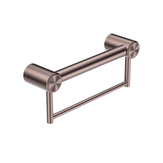 Nero Mecca Care 32mm Grab Rail With Towel Holder 300mm Brushed Bronze
