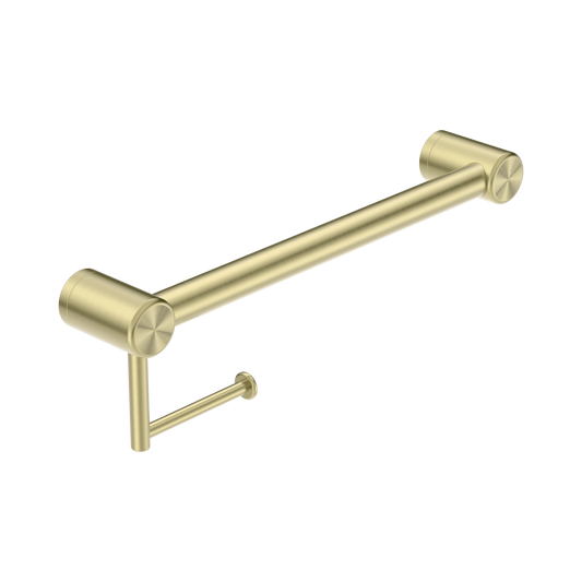 Mecca Care 32mm Grab Rail With Toilet Roll Holder 450mm Brushed Gold