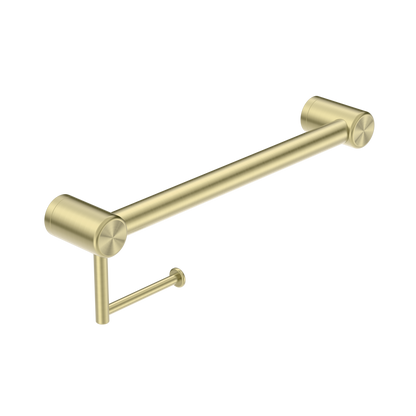 Nero Mecca Care 32mm Grab Rail With Toilet Roll Holder 450mm Brushed
