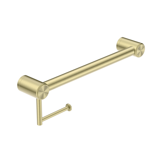 Nero Mecca Care 32mm Grab Rail With Toilet Roll Holder 450mm Brushed