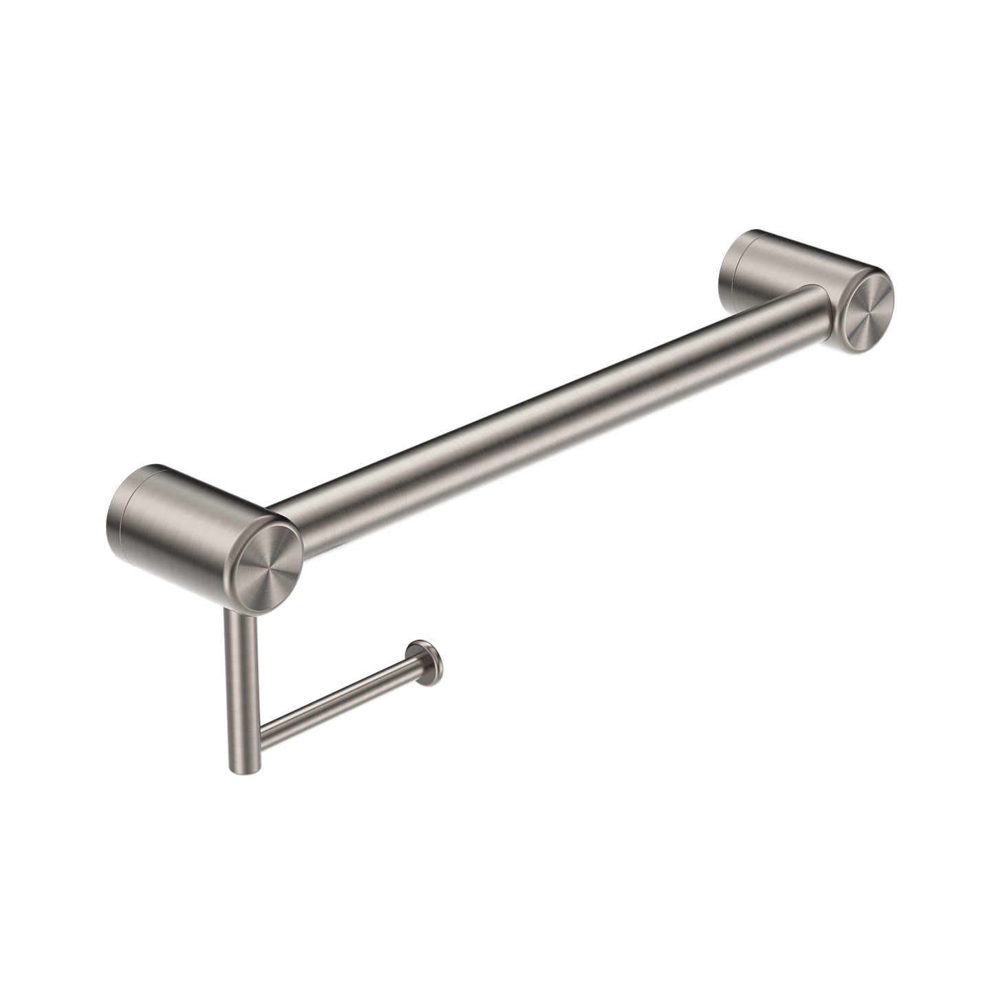 Nero Mecca Care 32mm Grab Rail With Toilet Roll Holder 450mm Brushed Nickel