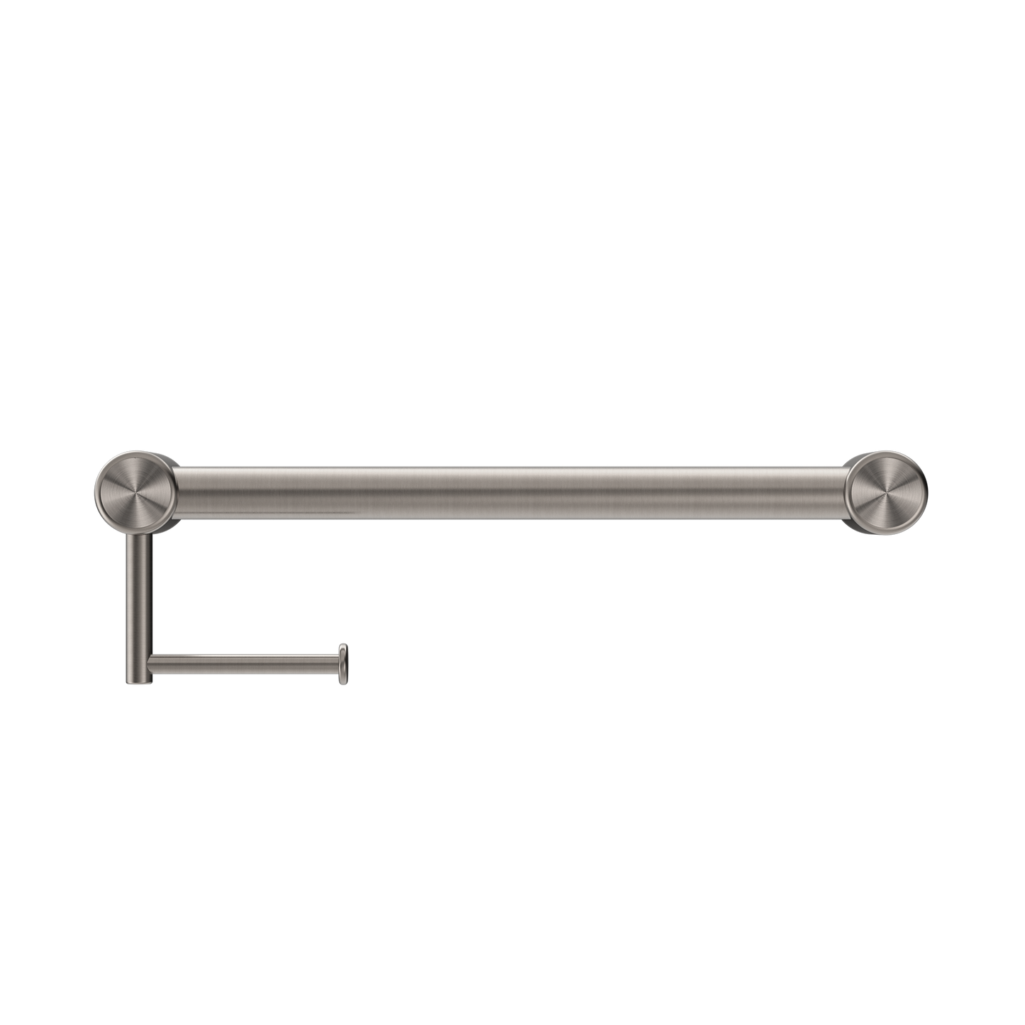 Nero Mecca Care 32mm Grab Rail With Toilet Roll Holder 450mm Brushed Nickel
