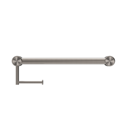 Nero Mecca Care 32mm Grab Rail With Toilet Roll Holder 450mm Brushed Nickel