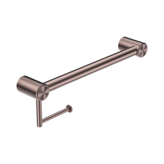 Mecca Care 32mm Grab Rail With Toilet Roll Holder 450mm Brushed Bronze