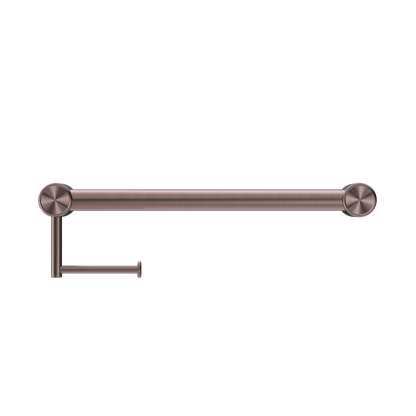 Nero Mecca Care 32mm Grab Rail With Toilet Roll Holder 450mm Brushed Bronze