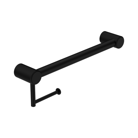 Mecca Care 32mm Grab Rail With Toilet Roll Holder 450mm Matte Black