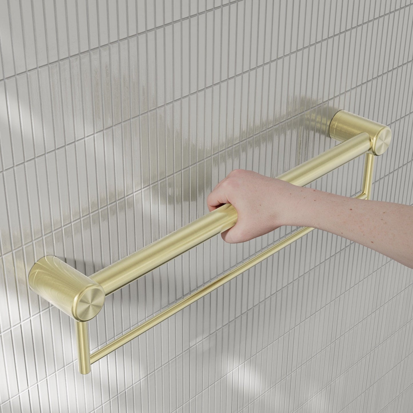 Nero Mecca Care 32mm Grab Rail With Towel Holder 600mm Brushed
