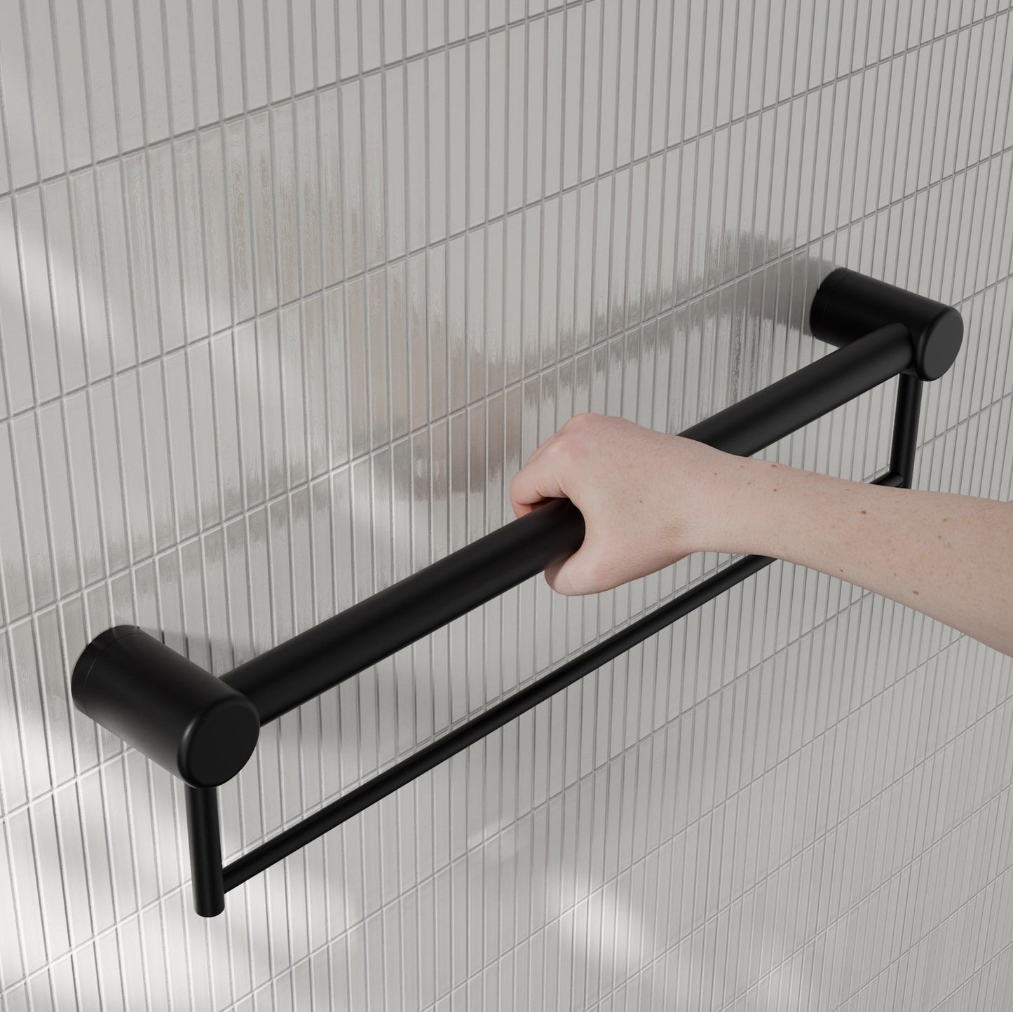 Nero Mecca Care 32mm Grab Rail With Towel Holder 600mm