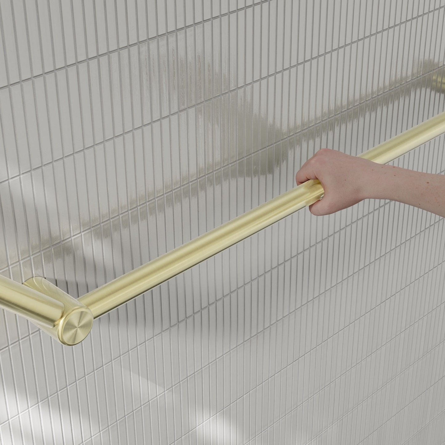 Nero Mecca Care 32mm DDA Grab Rail Set 45 Degree 750X900mm Brushed