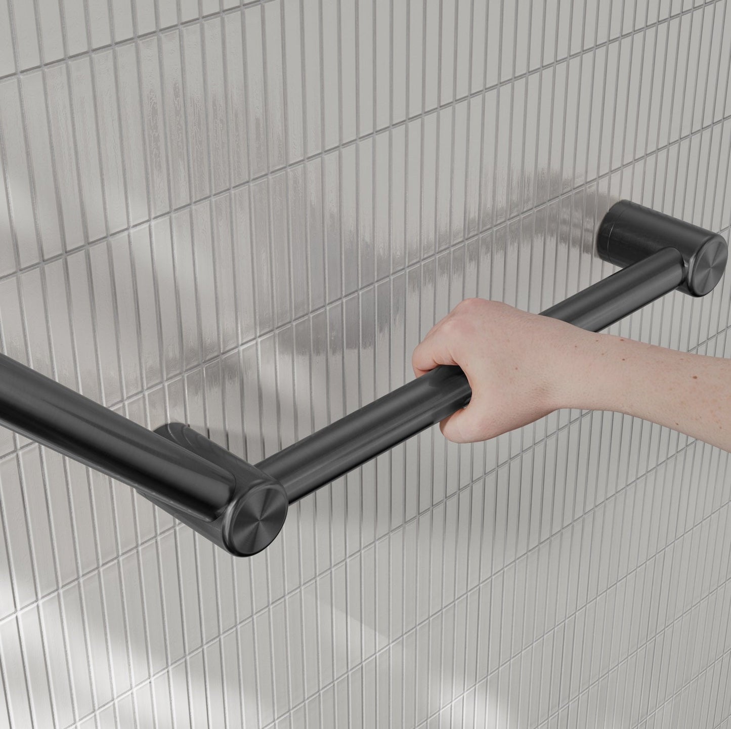 Nero Mecca Care 32mm Ambulant Toilet Grab Rail 45 Degree 750X450mm Gun Metal