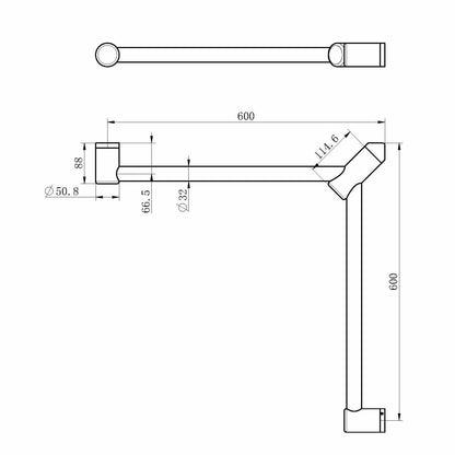Nero Mecca Care 32mm Wrap Around Corner Grab Rail 600X600mm