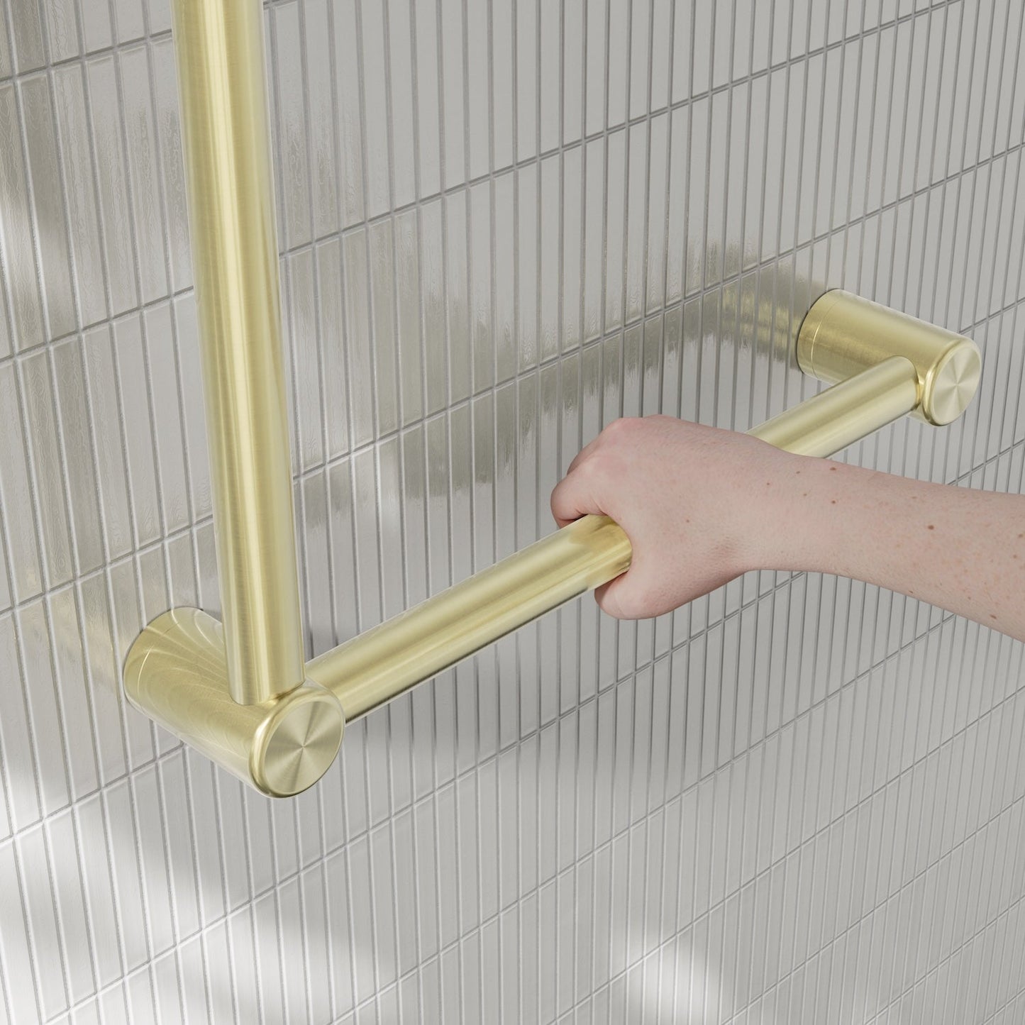 Nero Mecca Care 32mm Ambulant Toilet Grab Rail 90 Degree 450X450mm Brushed