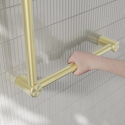 Nero Mecca Care 32mm Ambulant Toilet Grab Rail 90 Degree 450X450mm Brushed