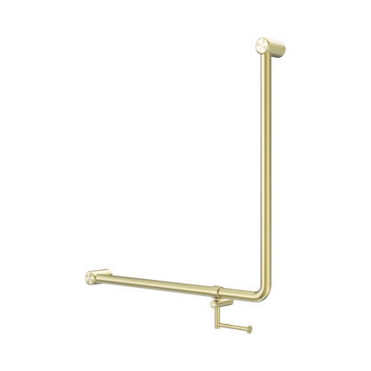 Mecca Care 32mm 90 Degree NZ4121 Accessible Toilet Grab Rail 750X750mm With Toilet Roll Holder