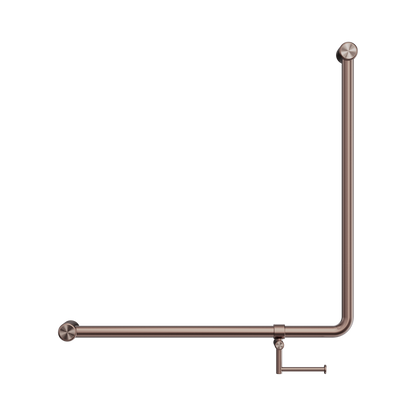 Mecca Care 32mm 90 Degree NZ4121 Accessible Toilet Grab Rail 750X750mm With Toilet Roll Holder Brushed Bronze