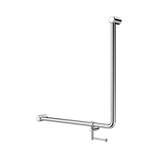 Mecca Care 32mm 90 Degree NZ4121 Accessible Toilet Grab Rail 750X750mm With Toilet Roll Holder