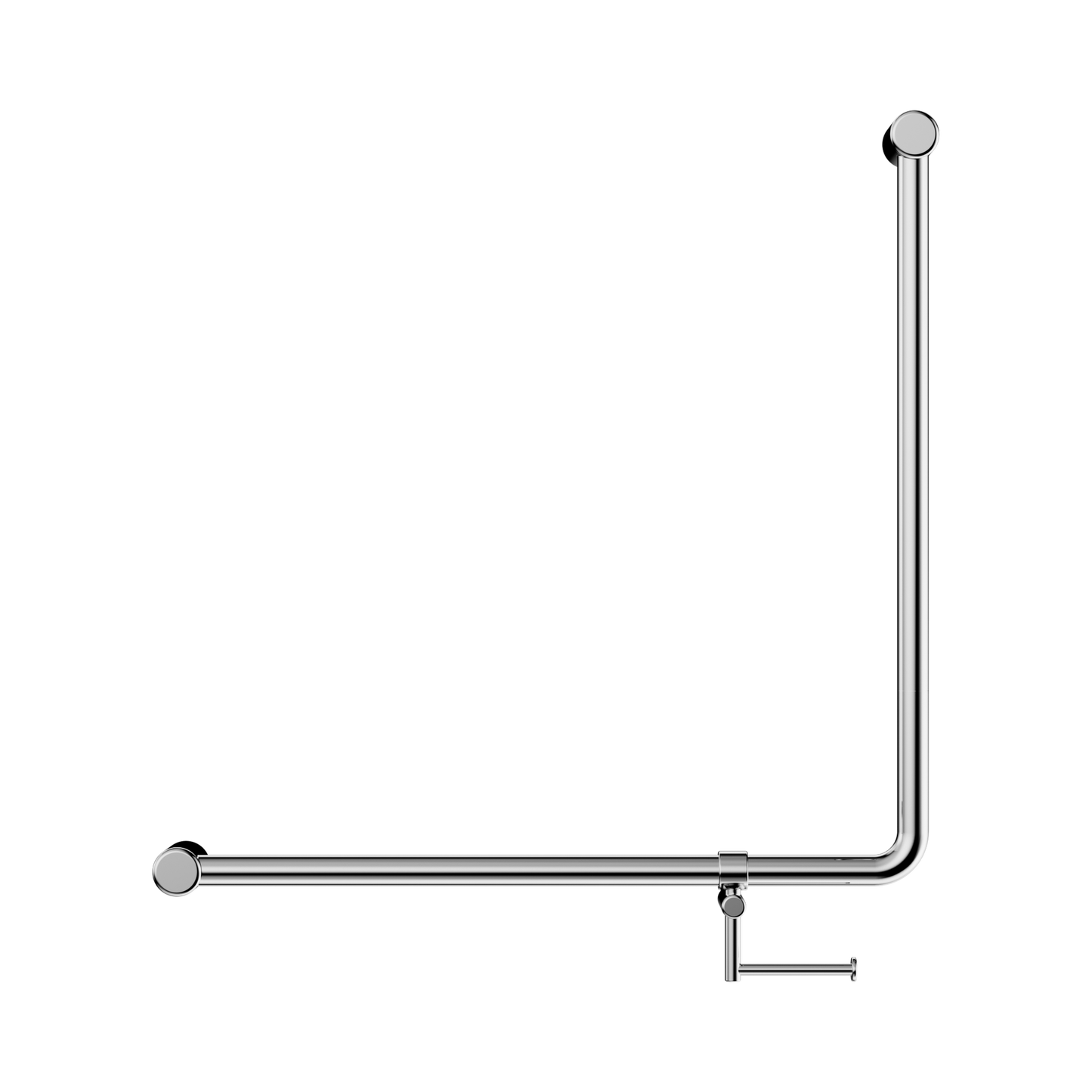 Mecca Care 32mm 90 Degree NZ4121 Accessible Toilet Grab Rail 750X750mm With Toilet Roll Holder Chrome
